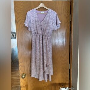 Floral V-Neck Ruffle Sleeve Dress